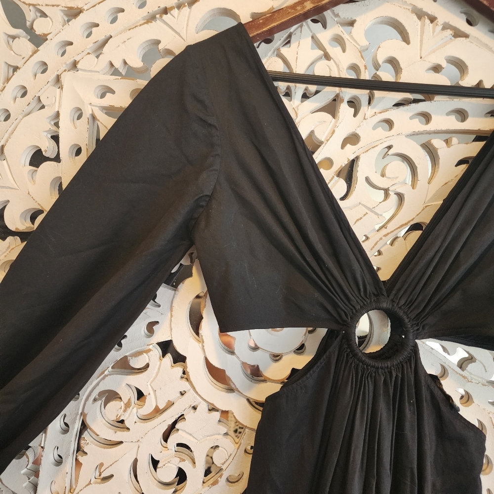 ANTROPOLOGIE KAROLINA CUT-OUT FLORAL MAXI BLACK DRESS Geisha Designs - Picture 16 of 16